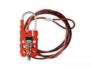 Bloqueo ajustable con cable de 2 mts, ideal para bloqueo de válvulas compuertas